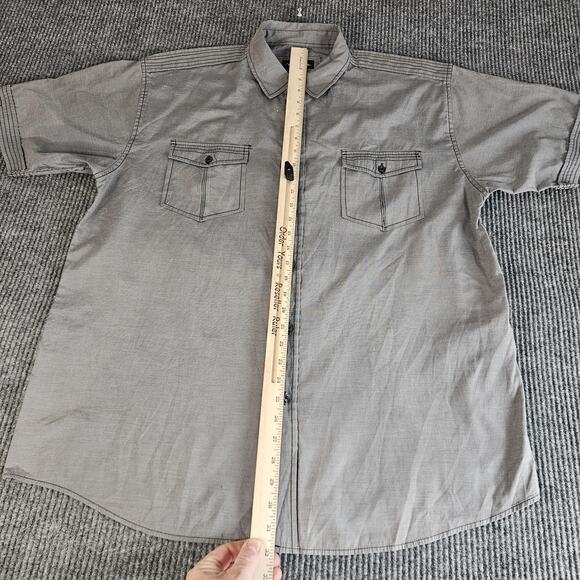 Decibel Shirt Mens 3XL Gray Short Sleeve Button Front Casual Top Western Pockets - Picture 6 of 13
